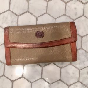 Vintage dooney and Burke taupe and brown wallet
